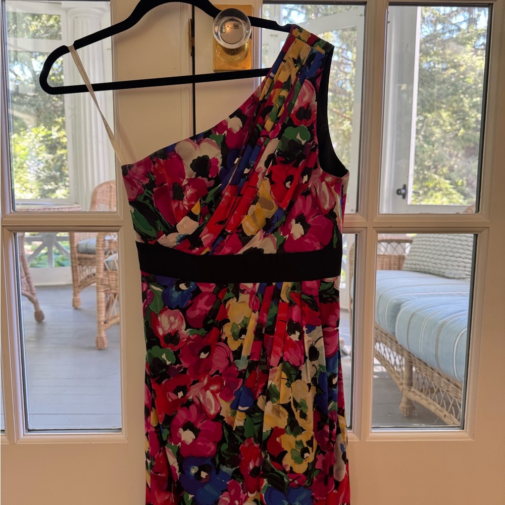 Shoshanna silk Floral One-Shoulder Dress